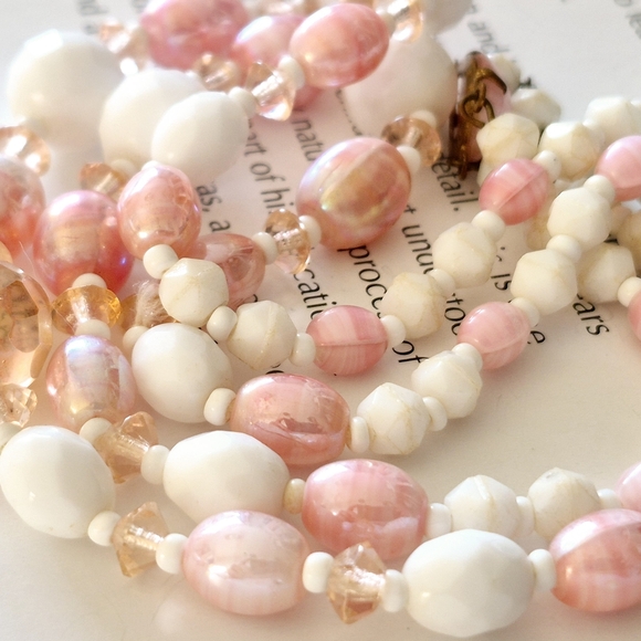 W Germany Chic Pink and Cream Multi-Strand Necklace - Picture 9 of 13